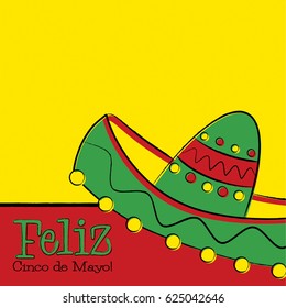 Funky hand drawn sombrero Cinco de Mayo card in vector format.