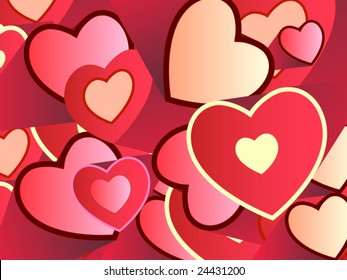 Funky hearts background retro style vector