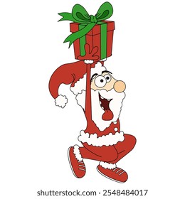 Funky hippie Santa Claus Character in trendy flat cartoonish style. Weird Santa isolated white background. Christmas clip art template design. Vector illustration. EPS 10