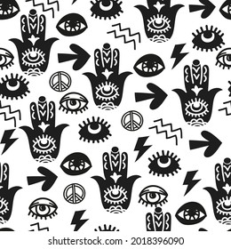  funky  hippie style design with fatima hand for wallpapers, textile, print, wrapping paper