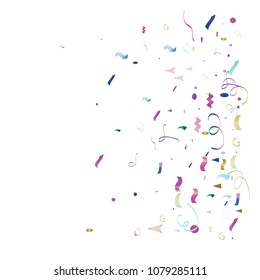 Funky Hipster Party Tinsel Vector Foil Confetti Cool Foil Border Fireworks Explosion, Blast, Burst, New Year, Christmas, Birthday Celebration. Winter Holidays Blue, Yellow Gradient Tinsel Confetti