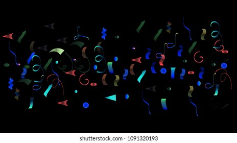 Funky Hipster Party Tinsel Vector Foil Confetti Bang Foil Border Fireworks Explosion, Blast, Burst, New Year, Christmas, Birthday Celebration. Winter Holidays Background, Gradient Tinsel Confetti.