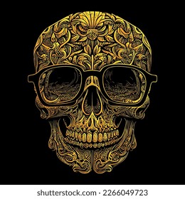 funky hipster skull is a fun and whimsical illustration, featuring a skull with trendy glasses, conveying a sense of coolness and style