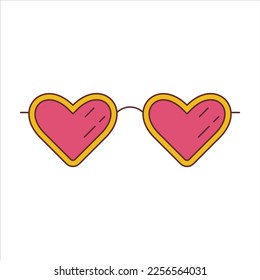 Funky, hipster sticker of glasses in groovy style