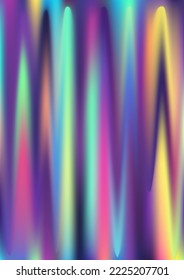 Funky hologram gradient background  Iridescent bright holo print texture  Holographic rainbow neon pattern  Pearlescent unicorn vector backdrop  Spectrum blur aura gradient holography 