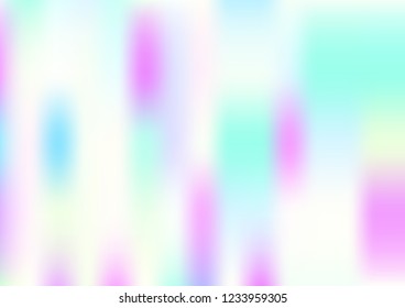Funky Hologram Gradient Vector Background.Blurred Rainbow Colors Mesh Texture.Fairy Tale Magic Vector Design. Blur Pinky Turquoise Violet Yellow Shiny Gradient. Holographic Fluid Stains Vector Design