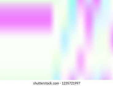 Funky Hologram Gradient Vector Background.Blurred Rainbow Colors Mesh Texture.Fairy Tale Magic Vector Design. Blur Pinky Turquoise Violet Yellow Shiny Gradient. Holographic Fluid Stains Vector Design