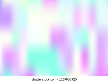 Funky Hologram Gradient Vector Background.Blurred Rainbow Colors Mesh Texture.Fairy Tale Magic Vector Design. Blur Pinky Turquoise Violet Yellow Shiny Gradient. Holographic Fluid Stains Vector Design