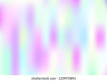 Funky Hologram Gradient Vector Background.Blurred Rainbow Colors Mesh Texture.Fairy Tale Magic Vector Design. Blur Pinky Turquoise Violet Yellow Shiny Gradient. Holographic Fluid Stains Vector Design