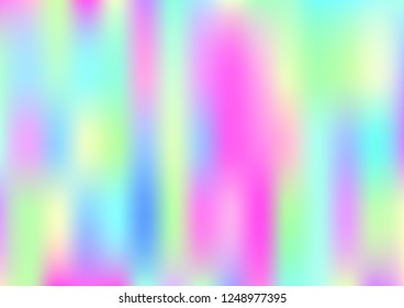 Funky Hologram Gradient Vector Background.Blurred Rainbow Colors Mesh Texture.Fairy Tale Magic Vector Design. Blur Pinky Turquoise Violet Yellow Shiny Gradient. Holographic Fluid Stains Vector Design
