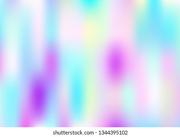 Funky Hologram Gradient Vector Background.Blurred Rainbow Colors Mesh Texture.Fairy Tale Magic Vector Design. Blur Pinky Turquoise Violet Yellow Shiny Gradient. Holographic Fluid Stains Vector Design