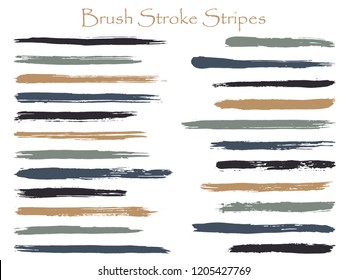 Funky ink brush stroke stripes vector set, grey horizontal marker or paintbrush lines patch. Hand drawn watercolor paint brushes, smudge strokes collection. Interior colors scheme elements.