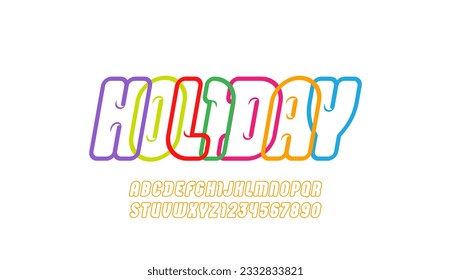 Funky italic font, alphabet in the cartoon style, rounded letters and numbers for you design, vector illustration 10EPS