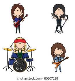 Funky kid's rock band colored image