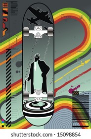Funky layout featuring a skateboard design.