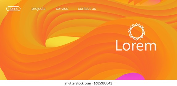 Funky Liquid Flow Banner. Landing Page, Orange, Pink Background. Colorful Bright Gradient Overlay. Dynamic Movement Modern Wave. 3d Fluid Lucid Vector Background. Neon Color Website Template.