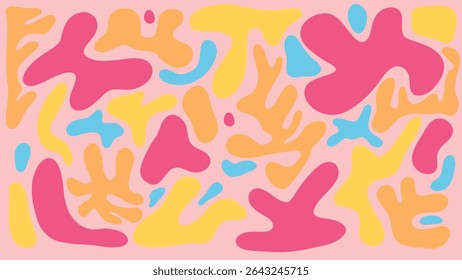 Funky liquid shapes summer background. Wavy stylish design background. Hand drawn texture