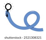 Funky long hand holding magnifying glass, concept of searching, gathering information, looking for something. Isolated vector illustration in flat design