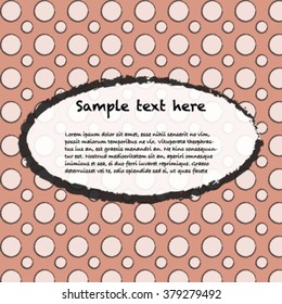 Funky looking book cover or business card design or flyer. Cream background with spots.