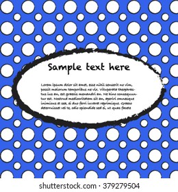 Funky looking book cover or business card design or flyer. Blue background with spots.