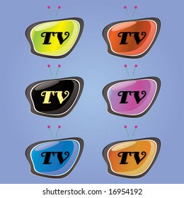 funky looking TV Set in various color styles (vector illustration)