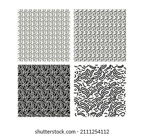 Funky Memphis patrones vectoriales sin fisuras y trapo maliense tradicional con diseño de ornamentos geométricos