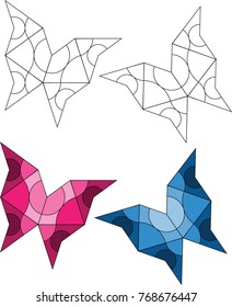 Funky modern blue and pink tiled butterflies
