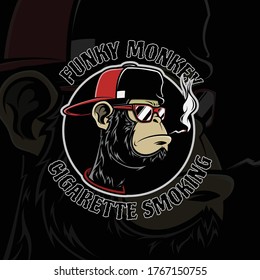 Funky monkey cigarette smoking illustration