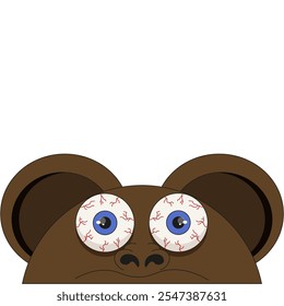 Funky Monkey head with big eyes and busted capillaries. Weird Monkey isolated white background. Vector illustration can used fun t-shirt print zoo poster template design. EPS 10