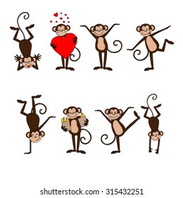 Funky Monkey in motion, with the packages of bananas, with a heart durachatsya teasing.