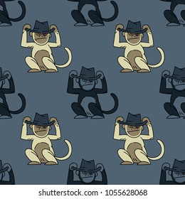 Funky monkey seamless pattern. Original design for print or digital media.