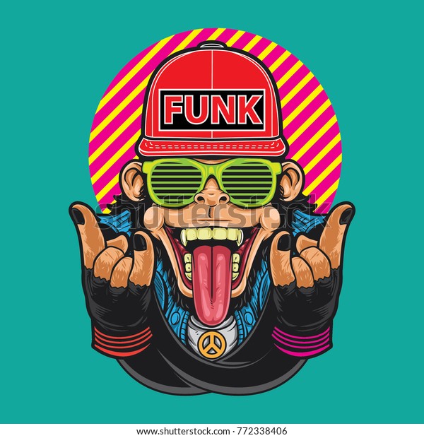 Funky Monkey Vector Illustration Design Stock Vector Royalty Free