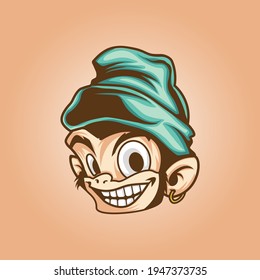 Funky Monkey Vector Illustration for Tshirt or Mascot Logo