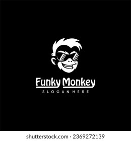 funky monkey vector logo. iconic, funny, unique and modern. Can be used for gamers, podcasts, children's icons, emoticons and others