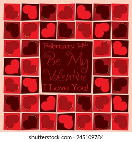 Funky mosaic love heart Valentine's Day card in vector format.
