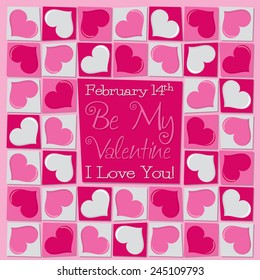 Funky mosaic love heart Valentine's Day card in vector format.