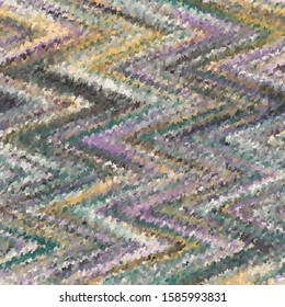 Funky mottled zigzag tracery graphical motif tile. Colorful intricate splatter mess seamless repeat vector pattern swatch.