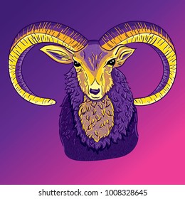 Funky Mouflon with psychedelic colors 