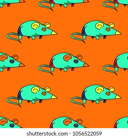 Funky mouse seamless pattern. Original design for print or digital media.