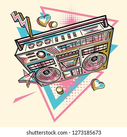 Funky music design - hand drawn boom box 