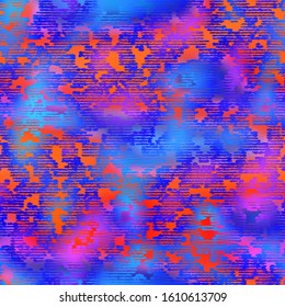 Funky ombre abstract hippy messy chaotic surreal 60s distressed textured graphical design. Seamless repeat vector pattern swatch.