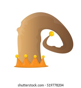 funky orange and brown cartoon christmas vector elf hat isolated on white. vector elf hat icon or label 