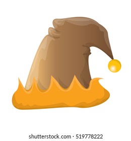 funky orange and brown cartoon christmas vector elf hat isolated on white. vector elf hat icon or label 