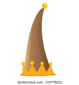 funky orange and brown cartoon christmas vector elf hat isolated on white. vector elf hat icon or label 