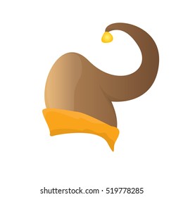 funky orange and brown cartoon christmas vector elf hat isolated on white. vector elf hat icon or label 