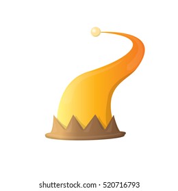 funky orange and brown cartoon christmas vector elf hat isolated on white. vector elf hat icon or label