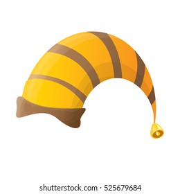funky orange and brown stripped cartoon christmas vector elf hat isolated on white. vector elf hat icon or label