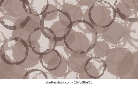 Funky painted circle stamps textile print. Round shape blot overlapping elements vector seamless pattern. Brush stroke circle stamps textile design.