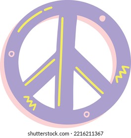 Ilustración de elementos retro con símbolo de paz fundido 
