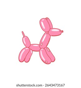 Funky pink balloon puppy. Cute balloon in shape of dog.  Vector illustration print for sticker, print, poster, invitation cards etc.